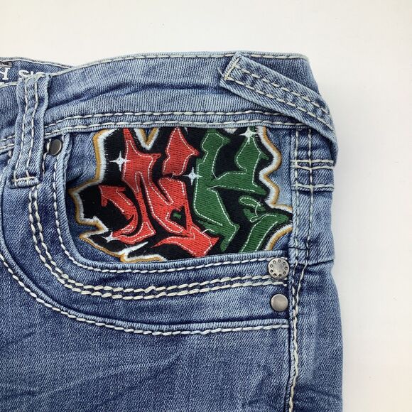 Ninth Hall Mens Stack Flare Snake Eagle Pocket Jeans Blue 34‎ x 36 NWT - Picture 8 of 12